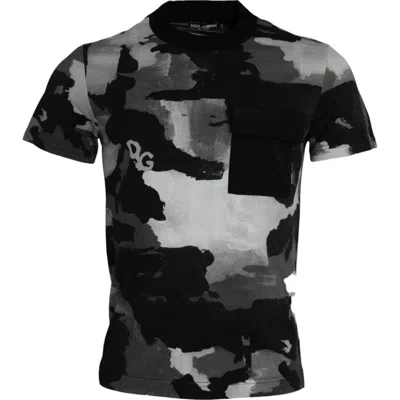 Pre-owned Dolce & Gabbana Tshirt Multicolor Camouflage Cotton Crewneck It44/us34/xs 830usd