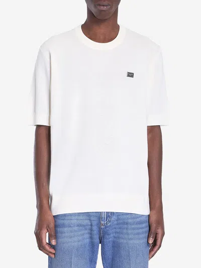 Dolce & Gabbana Tshirt With Logo Plaque In White