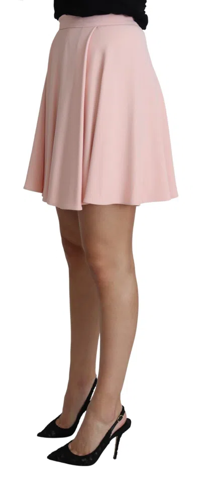 Dolce & Gabbana Tuck Pleat Flare A-line Mini Skirt In Pink
