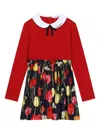 Dolce & Gabbana Tulip-print Branded Stretch-woven Dress 4-12+ Y In Red