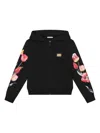Dolce & Gabbana Cotton Floral Hoodie (8-12 Years) In Blue