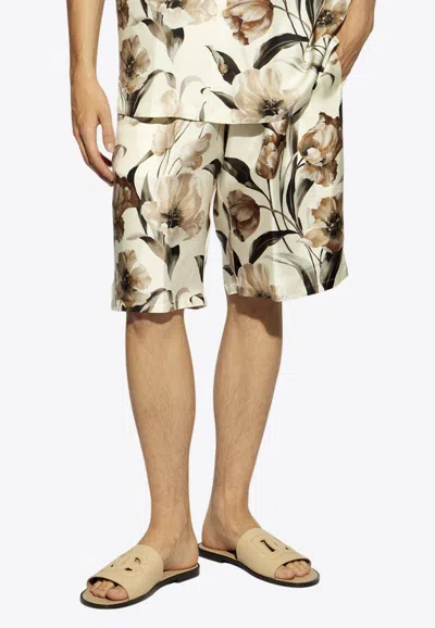 DOLCE & GABBANA TULIP PRINT SILK SHORTS