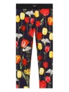 Dolce & Gabbana Tulip-print Slip-on Leggings In Blue