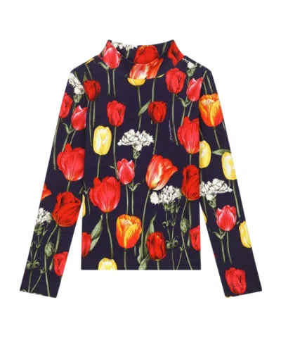 Dolce & Gabbana Tulip Print T-shirt In Black