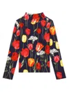 Dolce & Gabbana Floral Cotton-blend Top In Blue