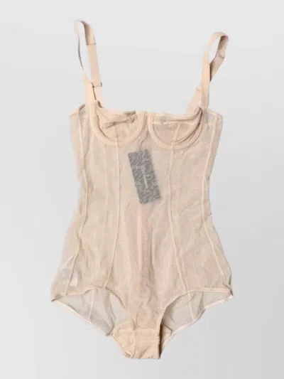 Dolce & Gabbana Tulle Balconette Bra Bodysuit Underwear In Brown