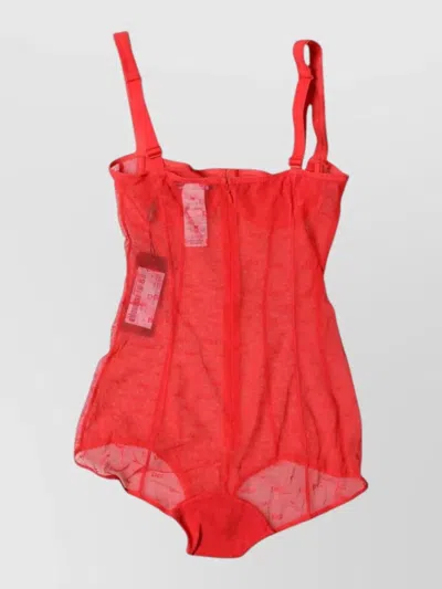 Dolce & Gabbana Tulle Balconette Bra Bodysuit Underwear In Red