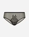 Dolce & Gabbana Tulle Briefs With Lace Inlay In Black