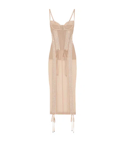 Dolce & Gabbana Tulle Corset-detail Midi Dress