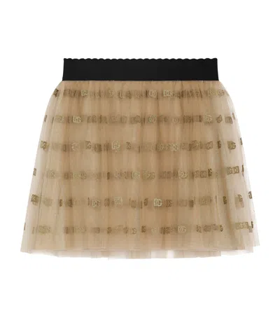 Dolce & Gabbana Tulle Dg Logo Skirt In Green