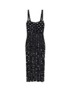 Dolce & Gabbana Polka Dot Print Draped Tulle Midi Dress In Black