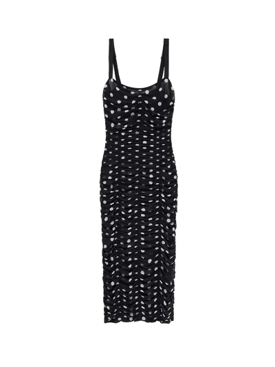 DOLCE & GABBANA TULLE DOT PRINT LONGUETTE DRESS