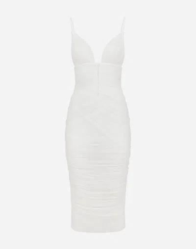 DOLCE & GABBANA TULLE DRAPED CALF-LENGTH DRESS