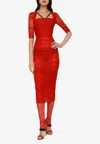 Dolce & Gabbana Ruched Midi Dress W/ Corset Boning In Red