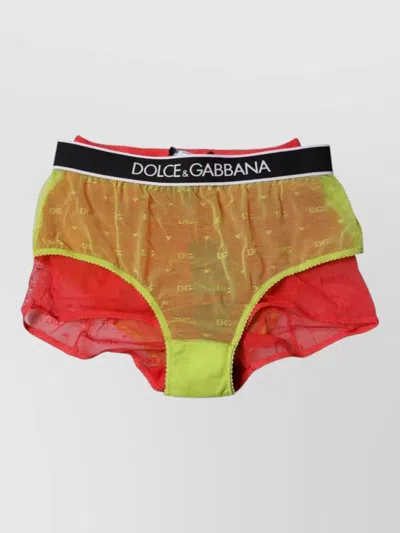 Dolce & Gabbana Red Yellow Tulle Mid Waist Panty Girdle Underwear In Green