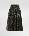 Dolce & Gabbana Tulle Midi Circle Skirt With Micro-sequin Embroidery In Gold