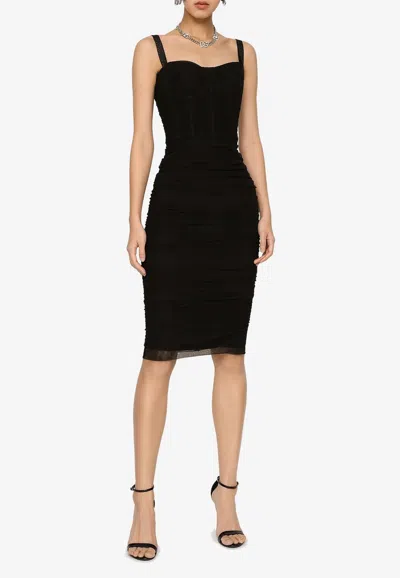 Dolce & Gabbana Tulle Midi Dress In Black