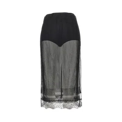 Dolce & Gabbana Tulle Midi Skirt In Black