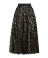 Dolce & Gabbana Tulle Midi Circle Skirt With Micro-sequin Embroidery In Black