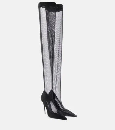 Dolce & Gabbana Kim Tulle High Boots In Black