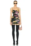 Dolce & Gabbana Floral Printed Spaghetti Strap Mini Dress In Peonie  Rose  & Nero