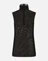 Dolce & Gabbana Sheer Sleeveless High Neck Fitted Top In Black