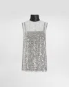 Dolce & Gabbana Turtle Neck Tulle Top With Sequin In Silver