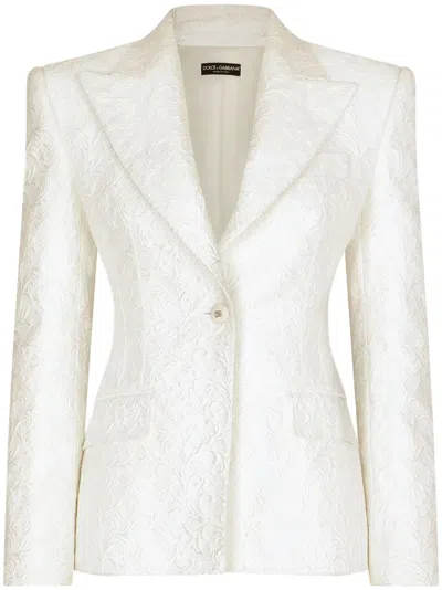 Dolce & Gabbana Brocade Turlington Blazer In Neutral