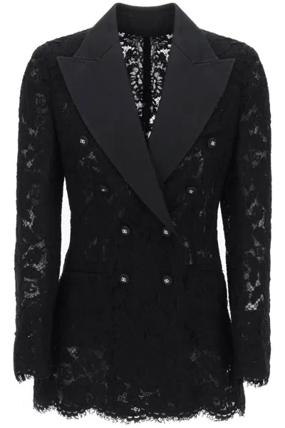 Dolce & Gabbana Turlington Double-breasted Lace Blazer In Black