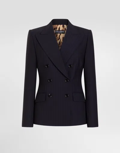 Dolce & Gabbana Turlington Double-breasted Jacket In Pinstripe Wool In Multicolor