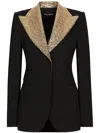 Dolce & Gabbana Sequin Virgin Wool Tailored Blazer Jacket In Black