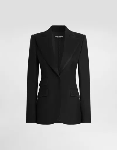 Dolce & Gabbana Turlington Single-breasted Jacket In Bi-stretch Twill In Black