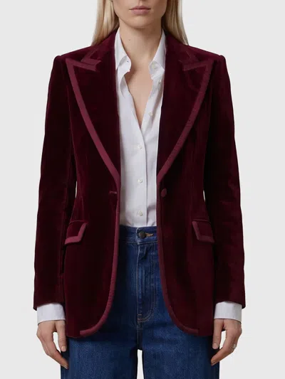 Dolce & Gabbana Turlington Single-breasted Jacket In Velvet In Purple