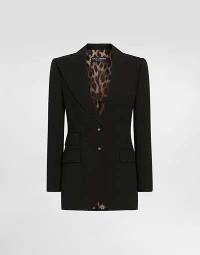 Dolce & Gabbana Turlington Single-breasted Jacket With Leopard-print Lining In Black