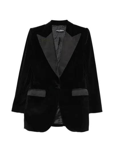 Pre-owned Dolce & Gabbana Turlington Velvet Blazer In Black