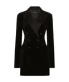 Dolce & Gabbana Double-breasted Velvet Turlington Jacket In Black