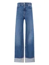 Dolce & Gabbana Wide-leg Trousers With Pockets And Cuffs In Blue