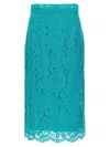 Dolce & Gabbana High-waisted Floral Lace Skirt In Light Blue