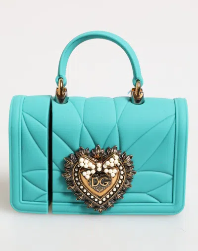 Dolce & Gabbana Turquoise Silicone Devotion Heart Cover Bag Airpods Case In Multi