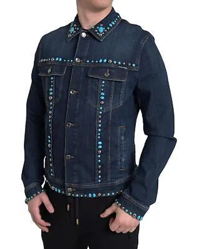 Pre-owned Dolce & Gabbana Stone-embellished Denim Jacket - Jackets - Blue -size 46