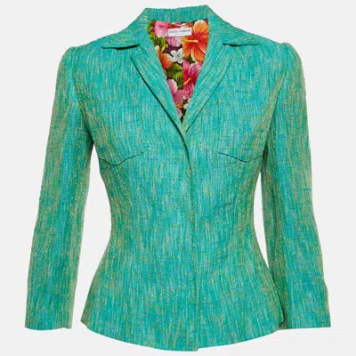 Pre-owned Dolce & Gabbana Turquoise Tweed Single Breasted Jacket S In Blue