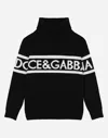 Dolce & Gabbana Turtle-neck Sweater With Logo Inlay In Multicolor
