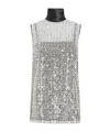 Dolce & Gabbana Turtle Neck Tulle Top With Sequin In Silver