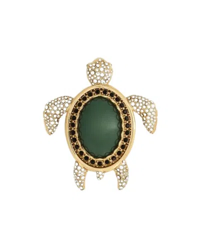 Dolce & Gabbana Turtle-shaped Brooch With Rhinestones In Gold