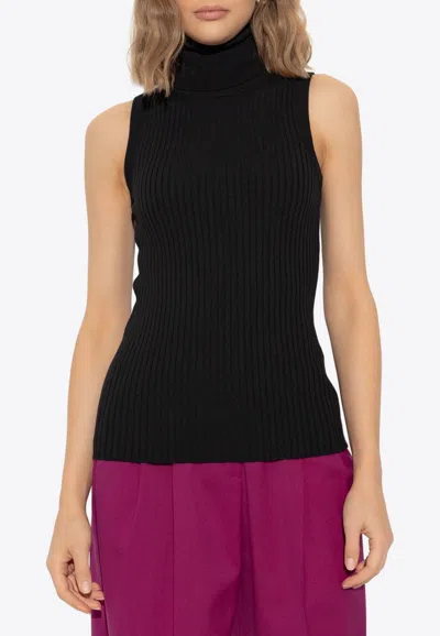 Dolce & Gabbana Turtleneck Knit Top In Black