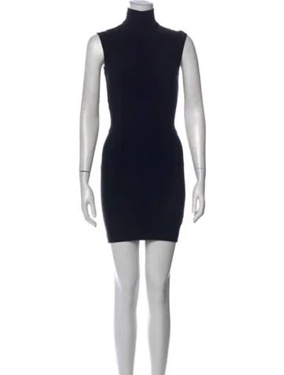 Pre-owned Dolce & Gabbana Turtleneck Mini Dress In Black