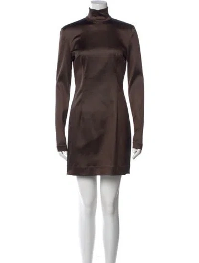 Pre-owned Dolce & Gabbana Turtleneck Mini Dress In Brown