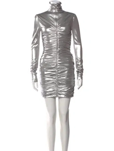 Pre-owned Dolce & Gabbana Turtleneck Mini Dress In Silver