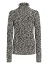 Dolce & Gabbana Two-tone Knit Turtleneck Sweater In Gray