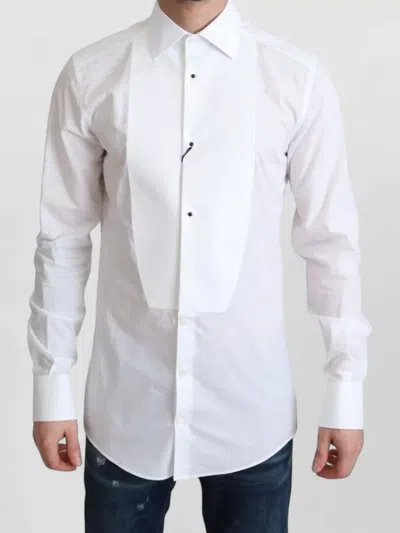 Dolce & Gabbana Tuxedo Bib Wedding Mens Dress Shirt In White